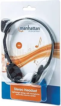 AUDIFONO DIADEMA AJUSTABLE MICROFONO MANHATTAN 164429 C/CONTROL VOL