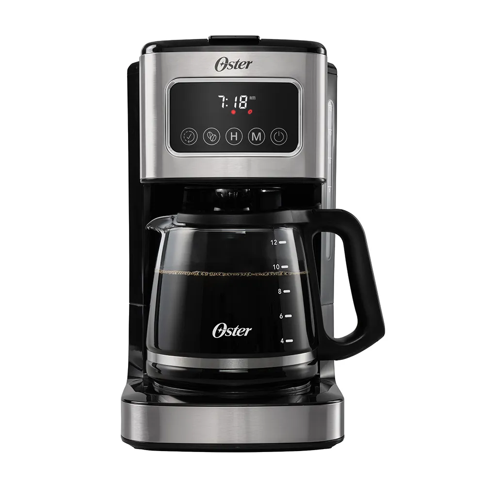 CAFETERA PROGRAMABLE OSTER   12 INOXIDABLE   PANTALLA TACTIL   JARRA VIDRIO