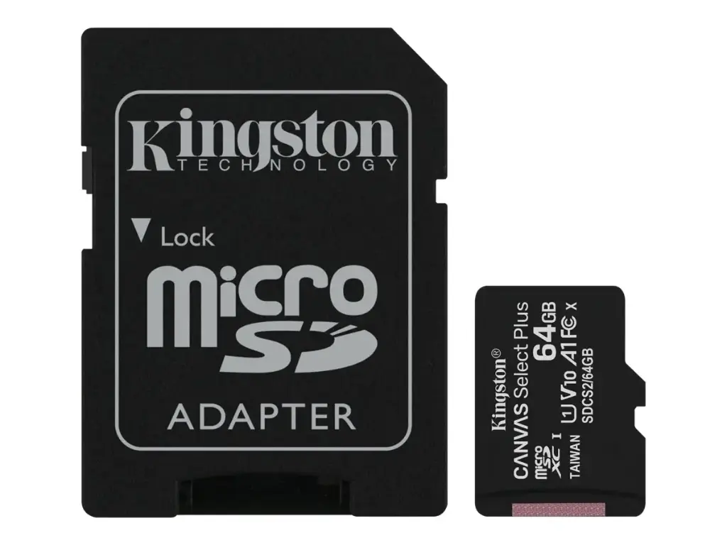 MICRO SD KINGSTON 64GB MICSDXC CANVAS SELECT PLUS 100R A1 C10 CARD