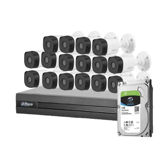 COMBO 16 CÁMARAS 5MPX,  20M IR METALICAS C/ MICROFONO 1T C5X-16MET