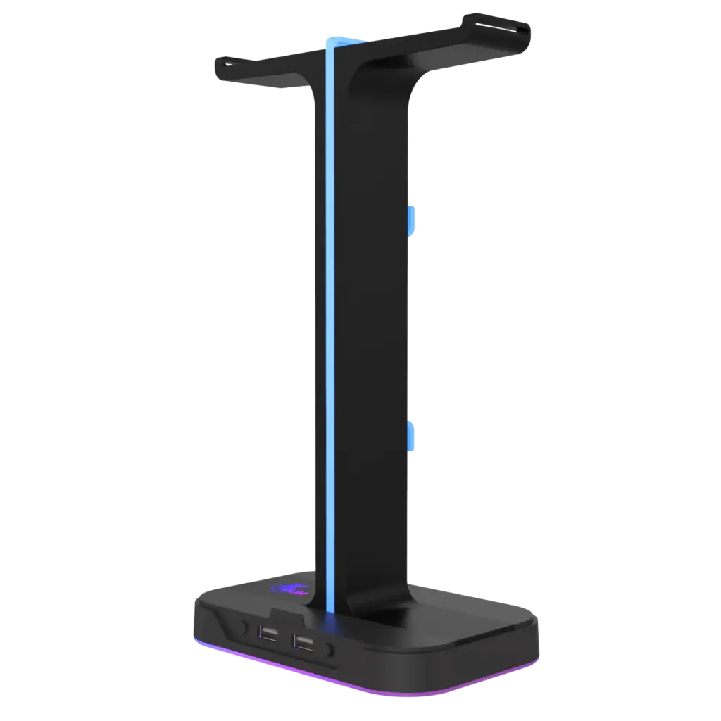 SOPORTE PARA AUDIFIONOS XTECH DUAL STAND XTH 690 2 PUERTOS USB RGB AUDST-XT-XTH690