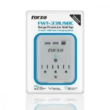 PROTECTOR DE VOLTAJE FORZA FWT 631 TOMA DE CORRIENTE DE PARED CON PROTECCIÓN CONTRA SOBRETENSIONES USB C, 110 V, 3 USB, 6 SALIDAS DE CA, NLI AU130FOR32
