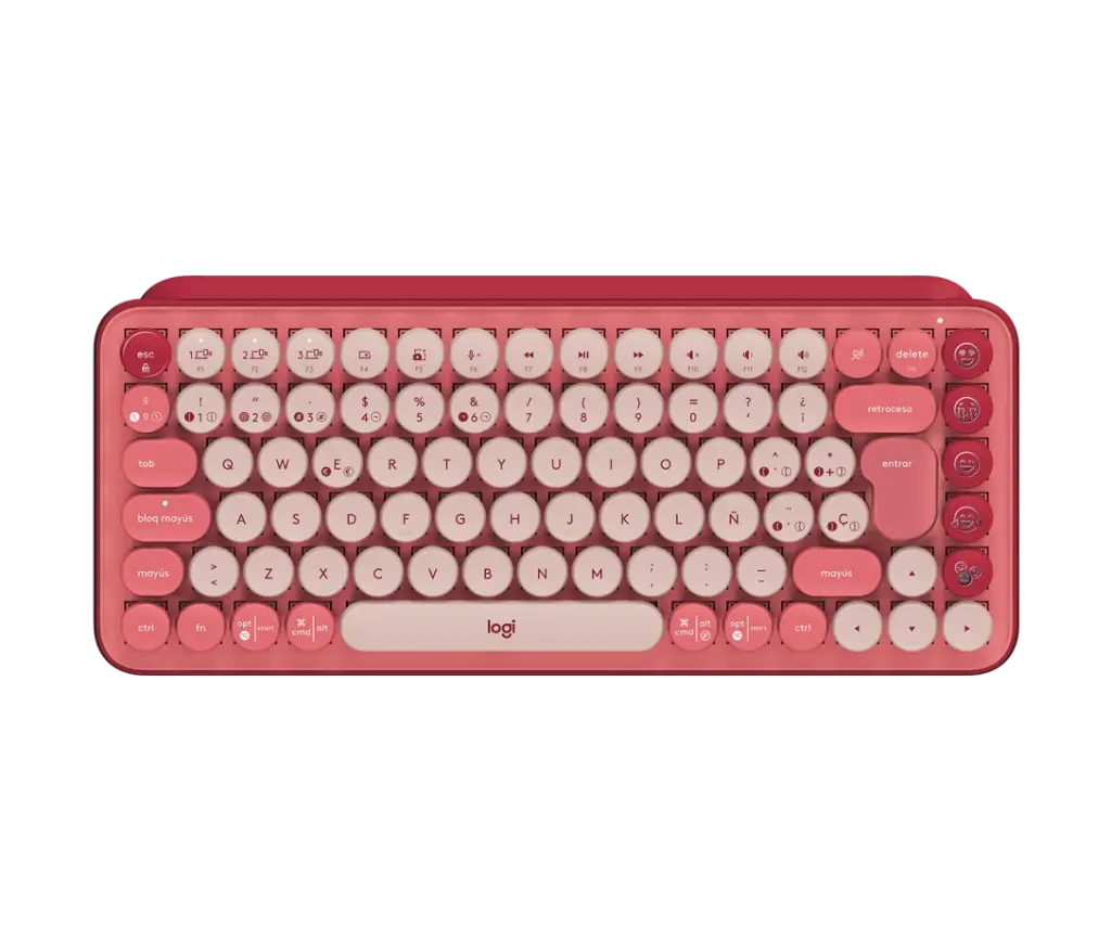 TECLADO LOGITECH KYBD POP KEYS SPANISH CRDLS ROSE W EMOJI KEYS MECH ID223LOG84