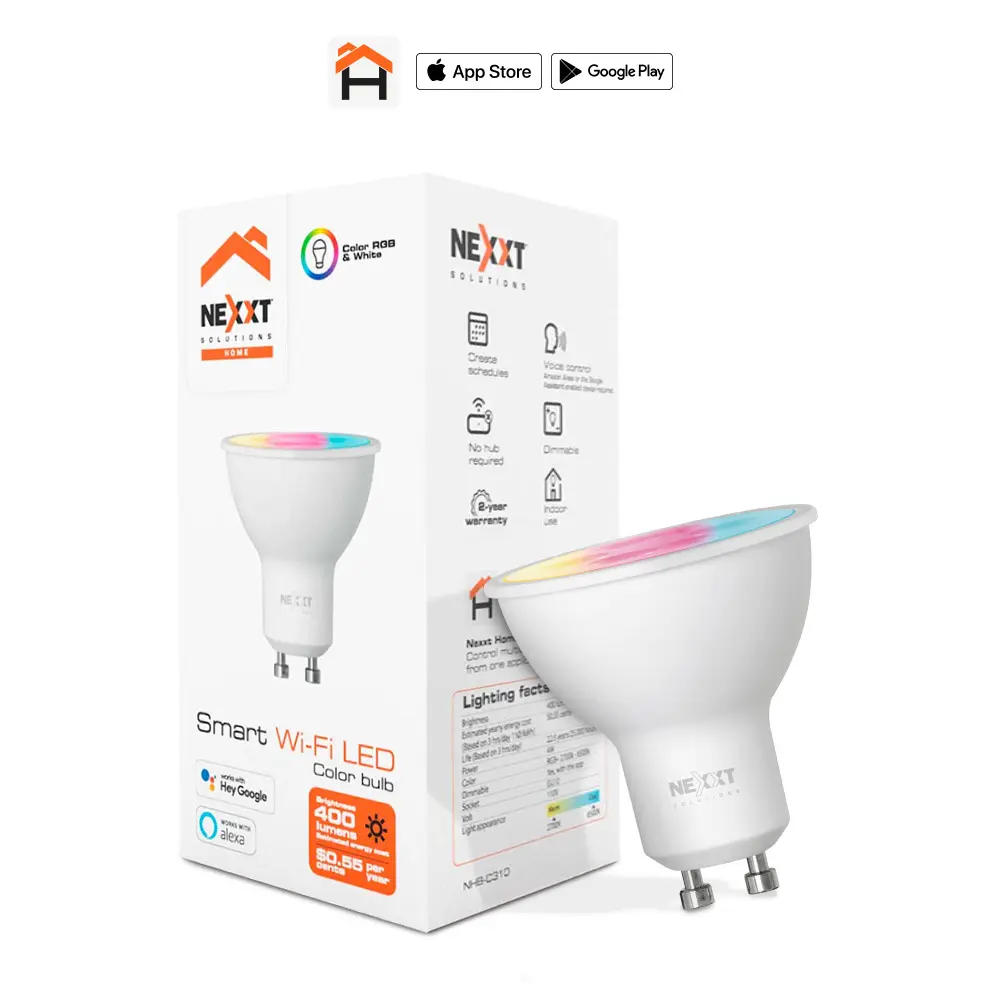 BOMBILLA LED NEXXT HOME NHB C310 GU10 SMART LED BULB RGB COLOR 110V NHB-C310