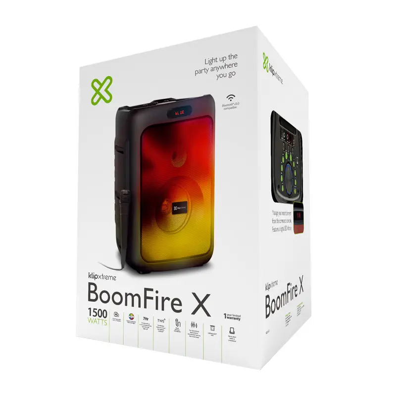BOCINA KLIP XTREME SPKR WLS BT  8IN LOUDSPKR FLAME LED PORTABLE KLS-652