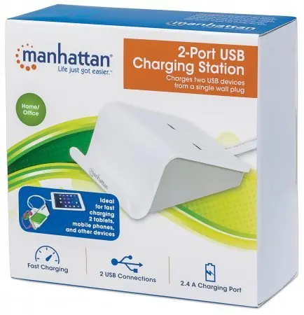 ESTACIÓN DE CARGA USB 2 PUERTOS CON STAND 3.4A TOTAL MANHATTAN 406048 CARGSTD2-MH-048