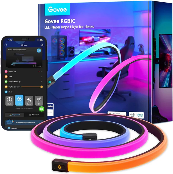 LUZ LED GOVEE RGBIC LED STRIP LIGHTS WIFI Y BLUETOOTH SMART H618C 32.8 PIES LUZST-GV-32H618 10Metros
