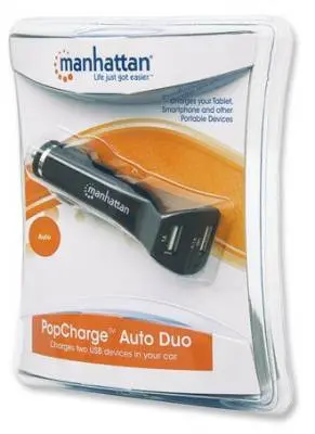 CARGADOR MANHATTAN 101721 USB DE 2 PUERTOS PARA CARRO 1A/2.1A
