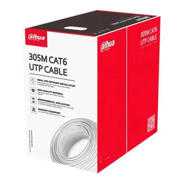 BOBINA DE CABLE CAT6 INTERIOR , 100 % COBRE C/BLANCO DAHUA DH-PFM920I-6UN-CN-BOB