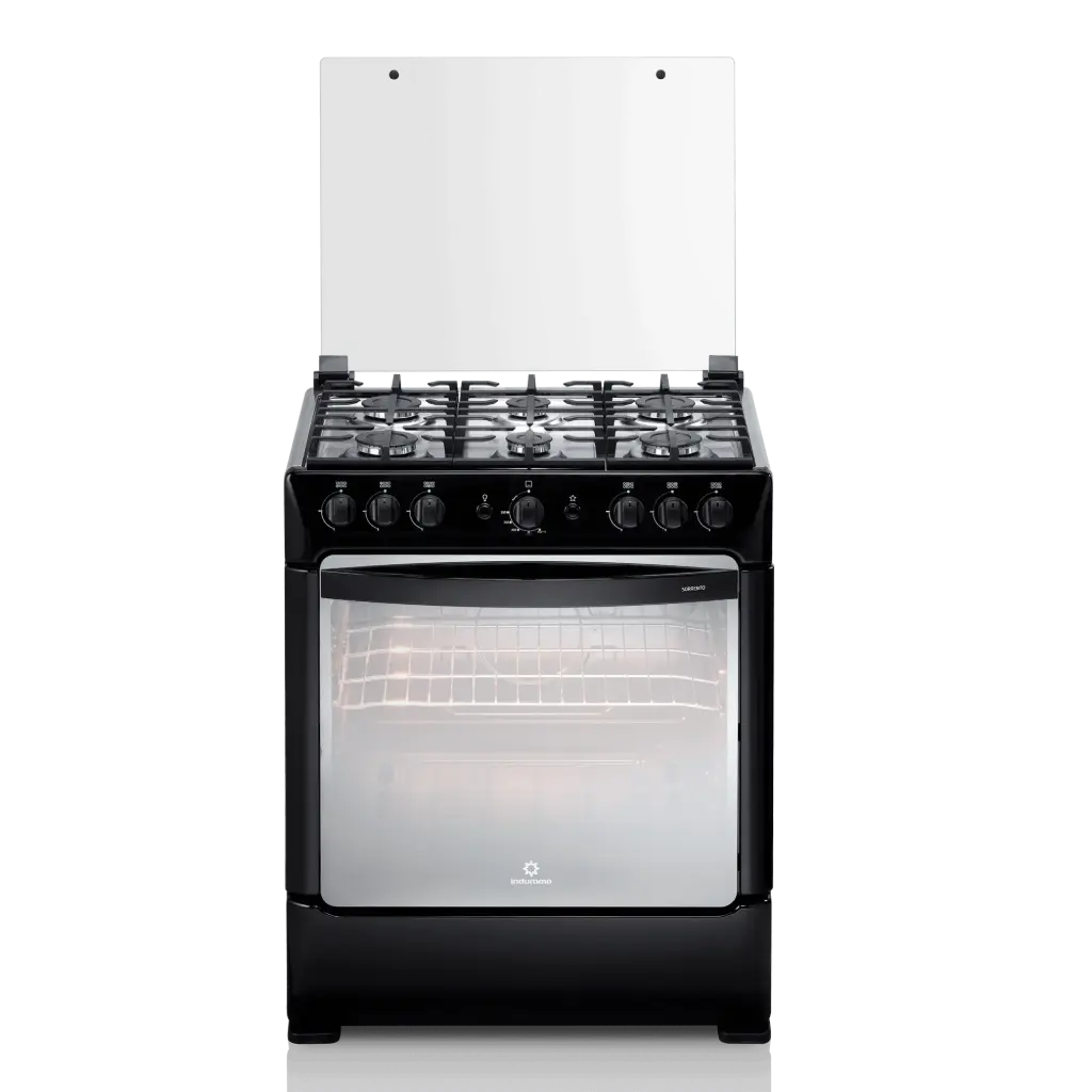 ESTUFA INDURAMA ZAFIRO 30 PULGADAS TAPA DE VIDRIO TEMPLADO TABLERO DE ACERO INOXIDABLE PARRILLAS HIERRO FUNDIDO SORRENTO 30 ZAFIRO