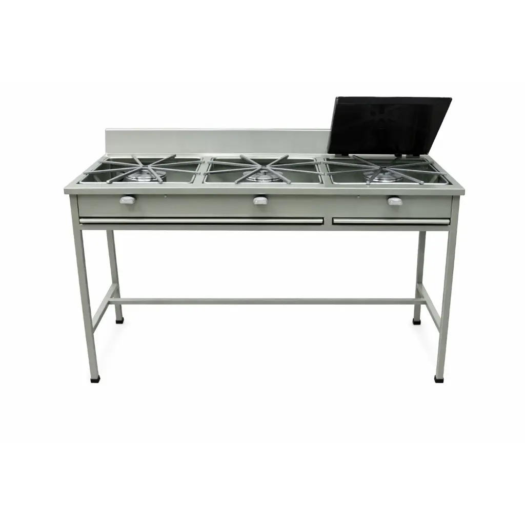 ESTUFA INDUSTRIAL 3 HORNILLAS Y 2 QUEMADORES SUPER COCINA L315A 090008