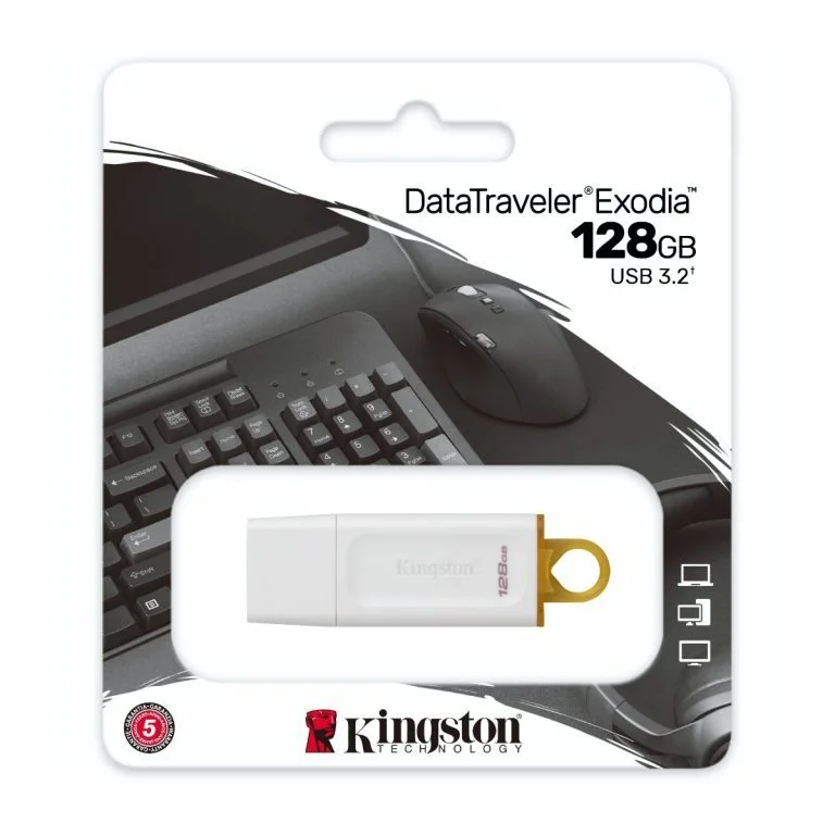 MEMORIA USB CH411KNG32 KINGSTON 128GB USB 3.2 DT EXODIA LATAM DTX  WHITE KC-U2G128-5R