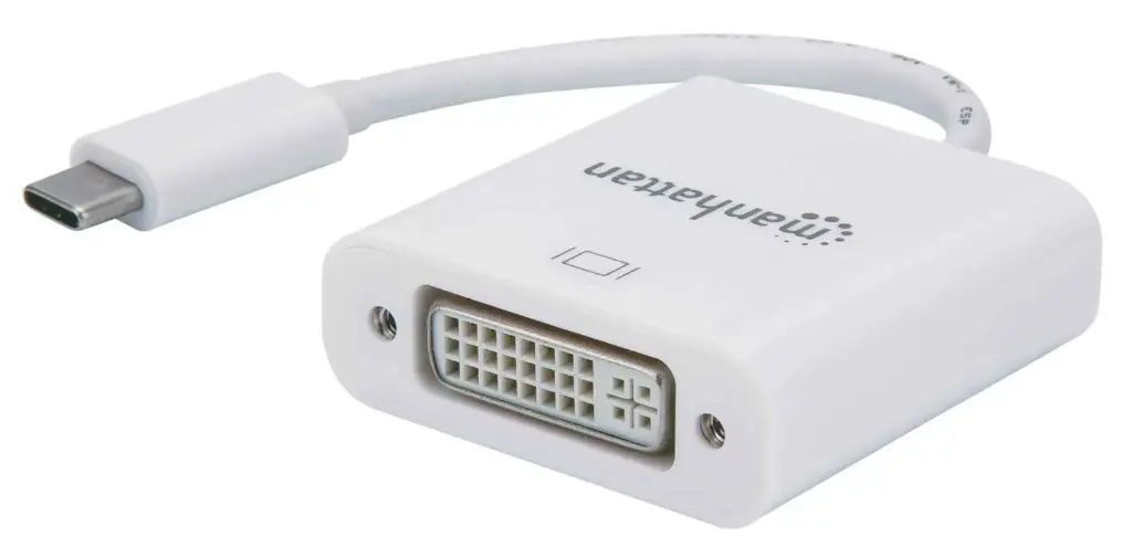 ADAPTADOR MANHATTAN USB C A DVI AD-MH-USBCDVI14 Convertidor USB-C de Súper Velocidad+ a DVI 152914 BLANCO USB Tipo C 3.1 Gen 2 Macho a DVI Hembra