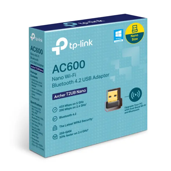 ADAPTADOR USB AC600 NANO WI FI BLUETOOTH 4.2 ARCHERT2UBNANO(US)