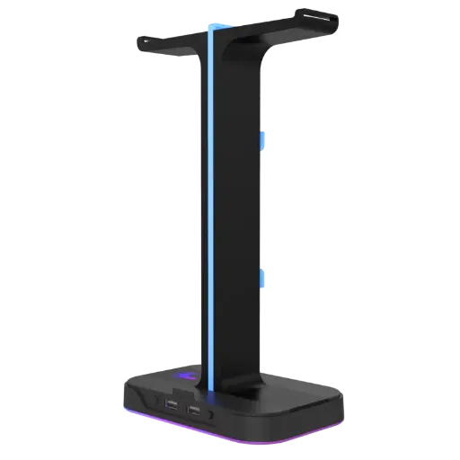 SOPORTE PARA AUDIFIONOS XTECH DUAL STAND XTH 690 2 PUERTOS USB RGB AUDST-XT-XTH690
