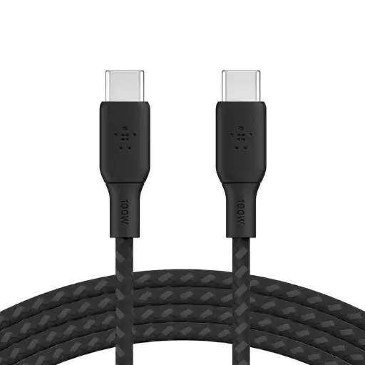 [010007] CABLE BELINKG BRAIDED USB CTO USB C 100W CABLE 2M BK CAB014BT2MBK