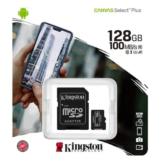 MICRO SD KINGSTON 128GB MICSDXC CANVAS SELECT PLUS 100R A1 C10 CARD SDCS2/128GB SDCS2/128GB