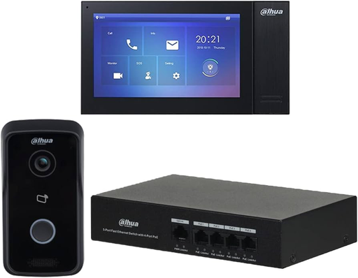 [10015] VIDEO PORTERO KIT CON ESTACION DE PUERTA IP MONITOR Y SWITCH DHI-KTP02