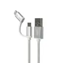 CABLE MICRO USB Y LIGTHNING 3.2 PIES KLIP XTREME KAC 210SC PLATEADO CAB2E1-KLX-210P