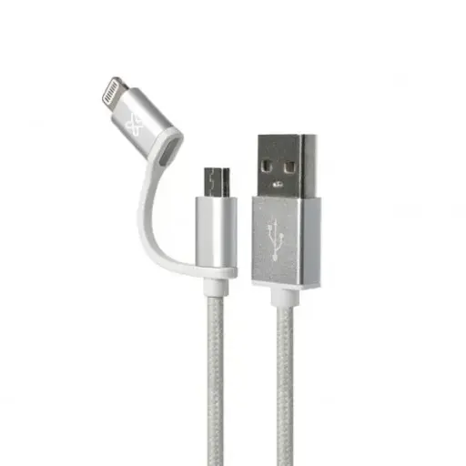 [CAB2E1-KLX-210P] CABLE MICRO USB Y LIGTHNING 3.2 PIES KLIP XTREME KAC 210SC PLATEADO