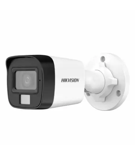 CÁMARA MINI TIPO BALA FIJA CON LUZ HÍBRIDA INTELIGENTE 6MP, LENTE FOCAL FIJA DE 2,8MM Y 3,6MM, DISTANCIA IR DE HASTA 20M PARA IMÁGENES NOCTURANAS, UN PUERTO PARA 4 SEÑALES CONMUTABLES IP67, HIKVISION DS-2CE16K0T-EXLPF
