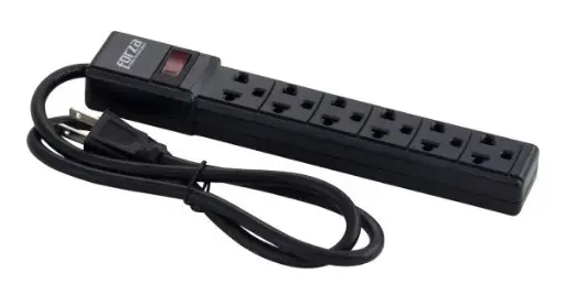 [PS-001B] REGLA DE ALIMENTACIÓN FORZA DE 6 TOMAS CON DISYUNTOR 110V NEGRO