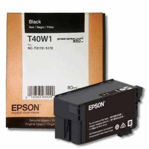 [032026] CARTUCHO DE TINTA EPSON T40W   80 ML   GRAN CAPACIDAD EPSON NEGRO ORIGINAL BLÍSTER CON ALARMAS DE RF/ACÚSTICA  PARA SURECOLOR T2170, T3170, T3170M, T5170, T5170M T40W120
