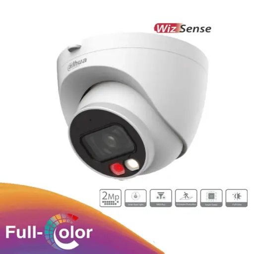CAMARÁ TIPO DOMO IP 2MP WIZSENSE FULL COLOR CON DISUASIÓN ACTIVA IP DE 2 MP CON SENSOR 1/2.8 , VIDEO 1080P/30FPS Y COMPRESIÓN H.265 . CUENTA CON ILUMINACIÓN CÁLIDA 30 M, WDR, 3D DNR, BLC Y ROTACIÓN. DH-IPC-HDW3249HN-AS-PV