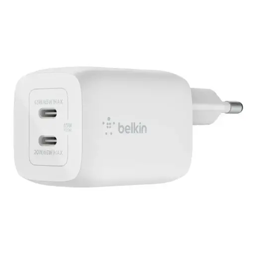 [011013] CARGADOR CUBO BELKIN DUAL USB C GAN WALL CHARGER WITH PPS 65W WCH013DQWH