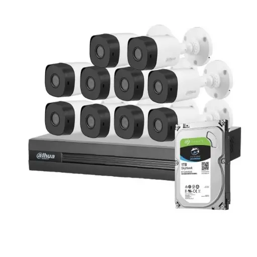 COMBO 10 CÁMARAS 2MPX, 1080P 80M IR METALICAS CON AUDIO C2X-10META