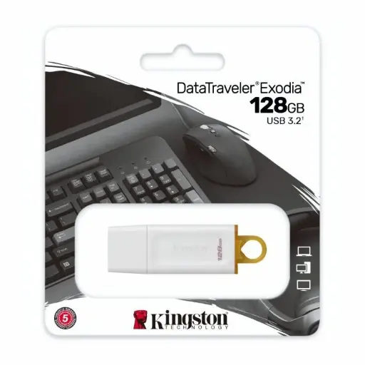 MEMORIA USB CH411KNG32 KINGSTON 128GB USB 3.2 DT EXODIA LATAM DTX  WHITE KC-U2G128-5R