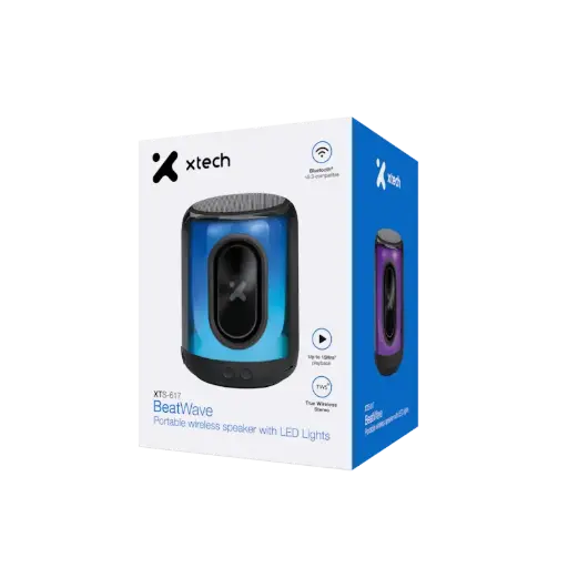 BOCINA XTECH BEATWAVE BLUETOOTH CON LUCES LED Y TWS XTS-617