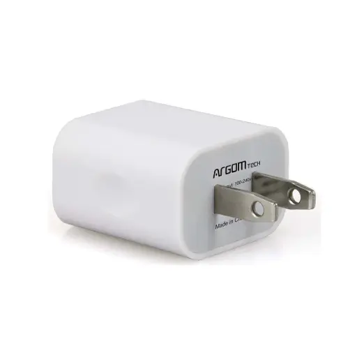 [CARGUS-ARG-105B] CARGADOR ARGOM 2 PUERTOS USB A TOTAL 3.1 AMP PARED BLANCO ARG AC 0105